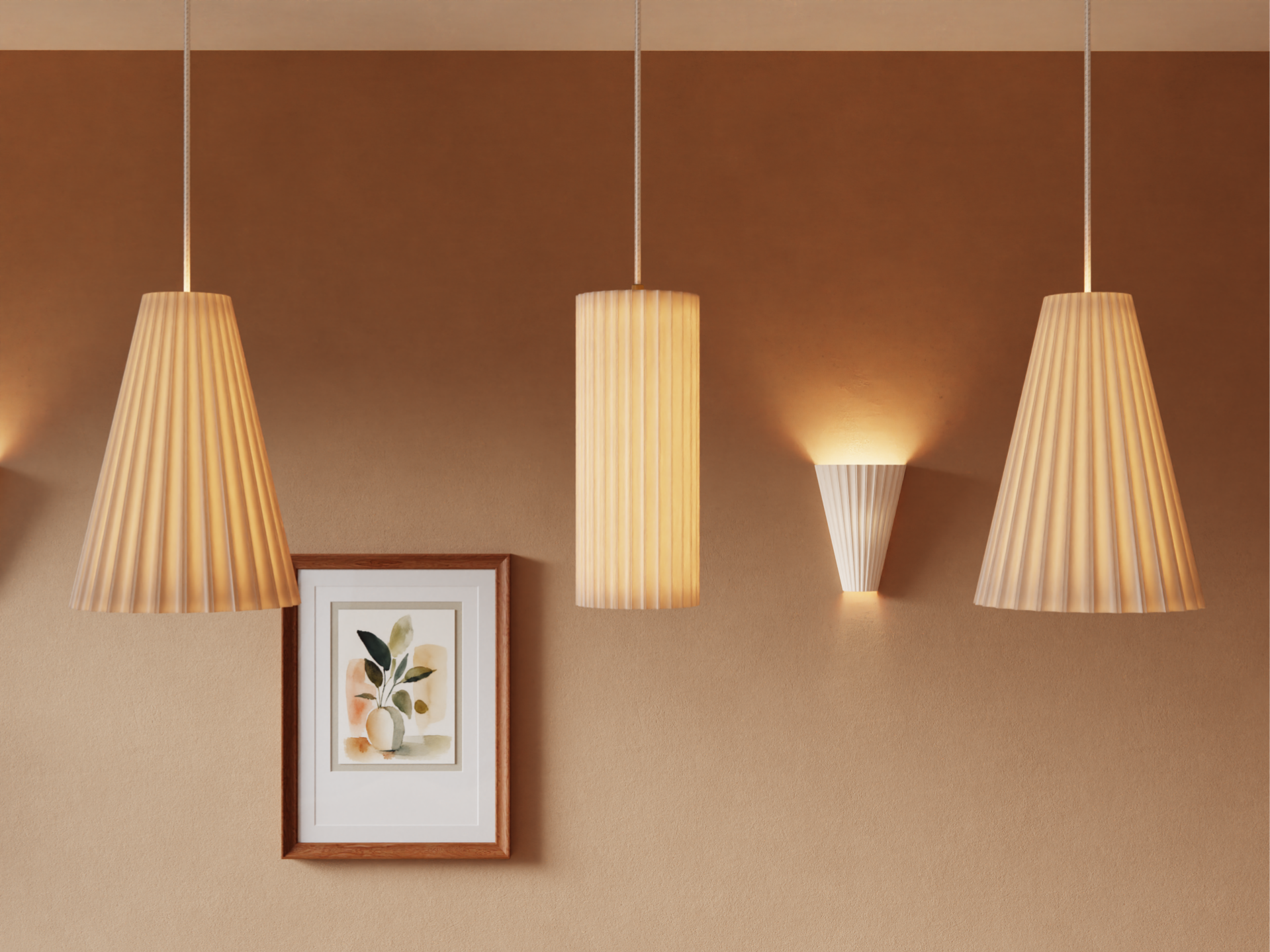 Scandi-Style Fluted Pendant & Sconce Set