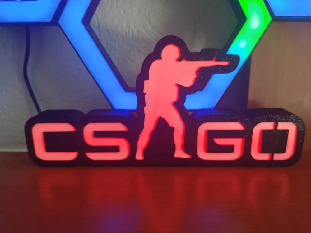 RGB LED CS GO Gamer Sign – 3D Printed Gaming Desk - Free 3D Print Model ...
