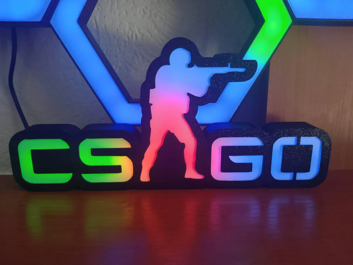RGB LED CS GO Gamer Sign – 3D Printed Gaming Desk - Free 3D Print Model ...
