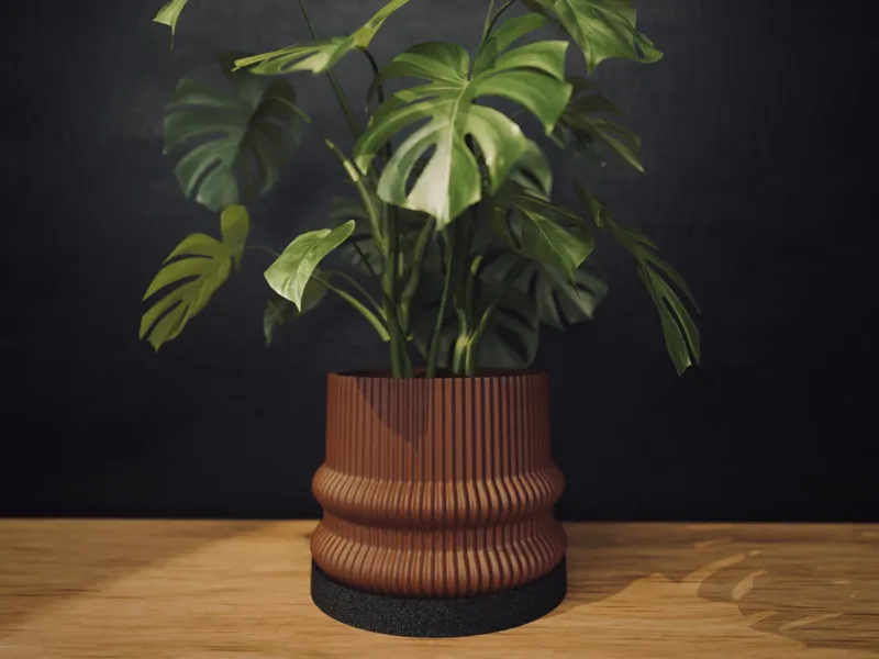 MCM Planter With Fuzzy Drip Tray