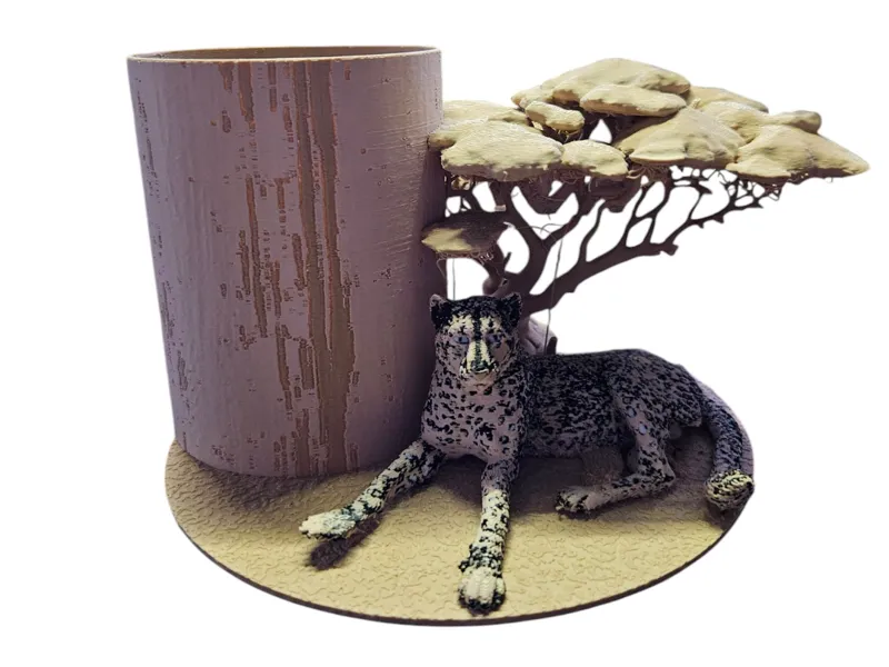 Safari Cheetah Tree Pen Holder / Desk Organizer