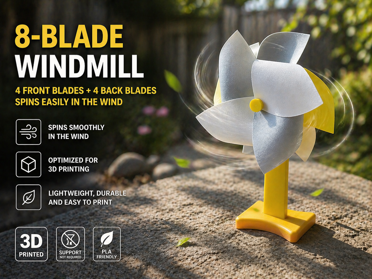 Wind Spinner – 8-Blade Garden Pinwheel Decor