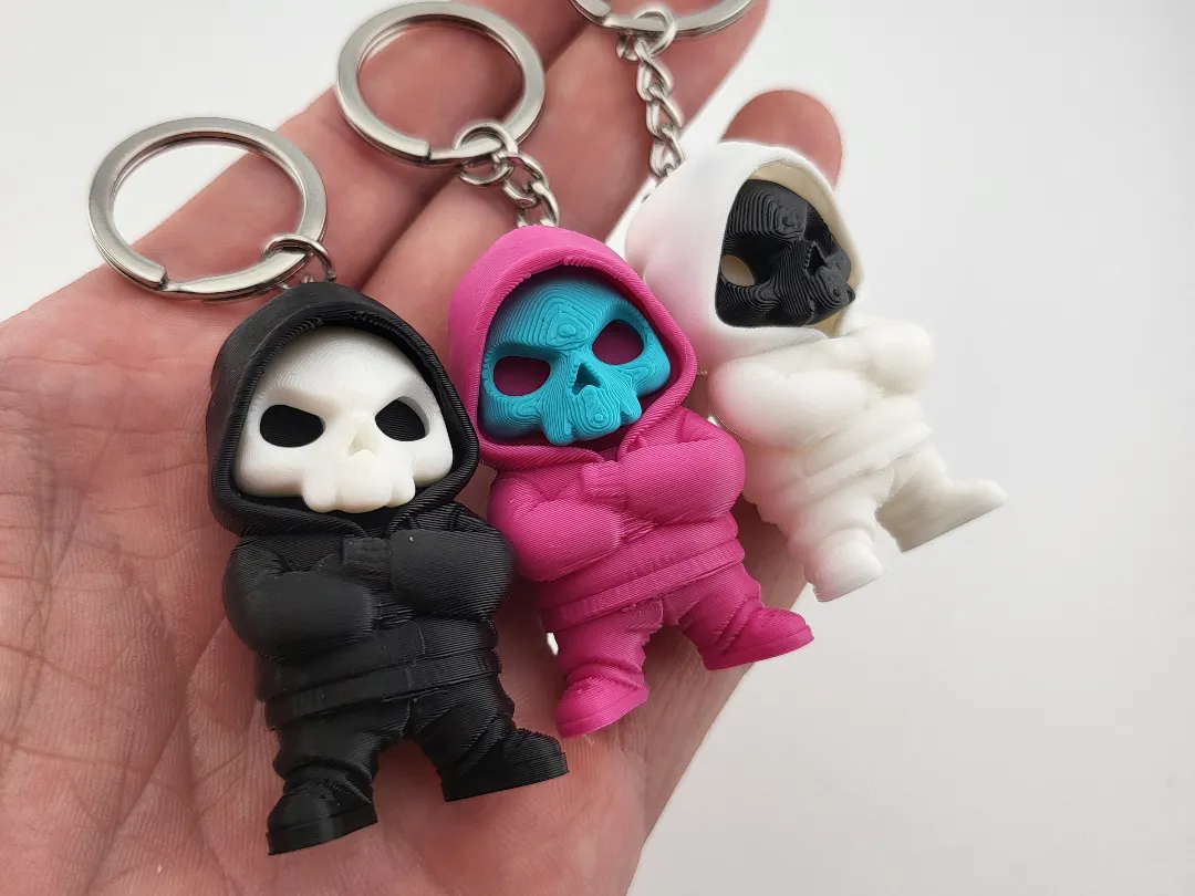 Street Skull Keychains – Action Toy Hoodie Figures by Mad power MakerWorld: Download Free 3D Models - 3D model önizlemesi