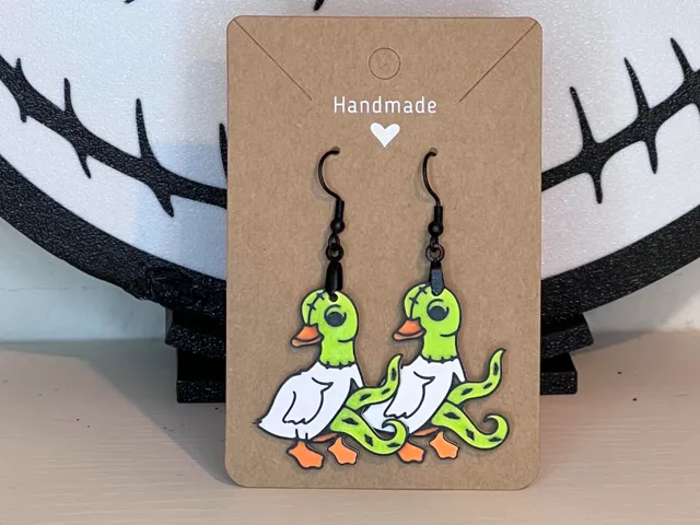 Alien Duck Earrings And Keychain