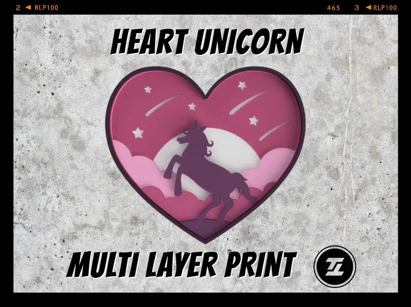 Heart Unicorn - Multi Layer Print