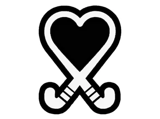 Palos de hockey en un corazon