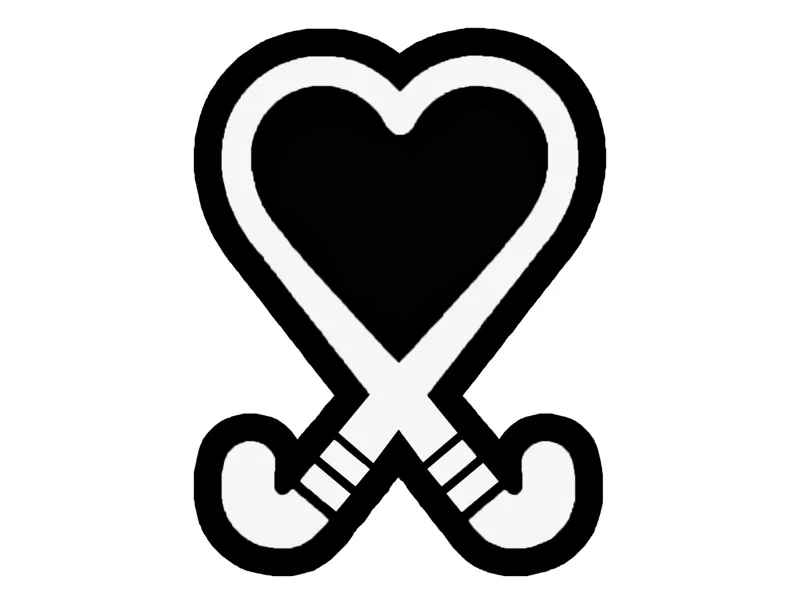 Palos de hockey en un corazon
