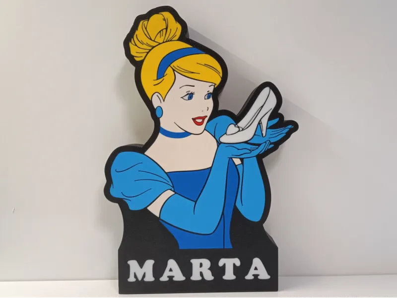 CAJA DE LUZ LA CENICIENTA CON NOMBRE EDITABLE