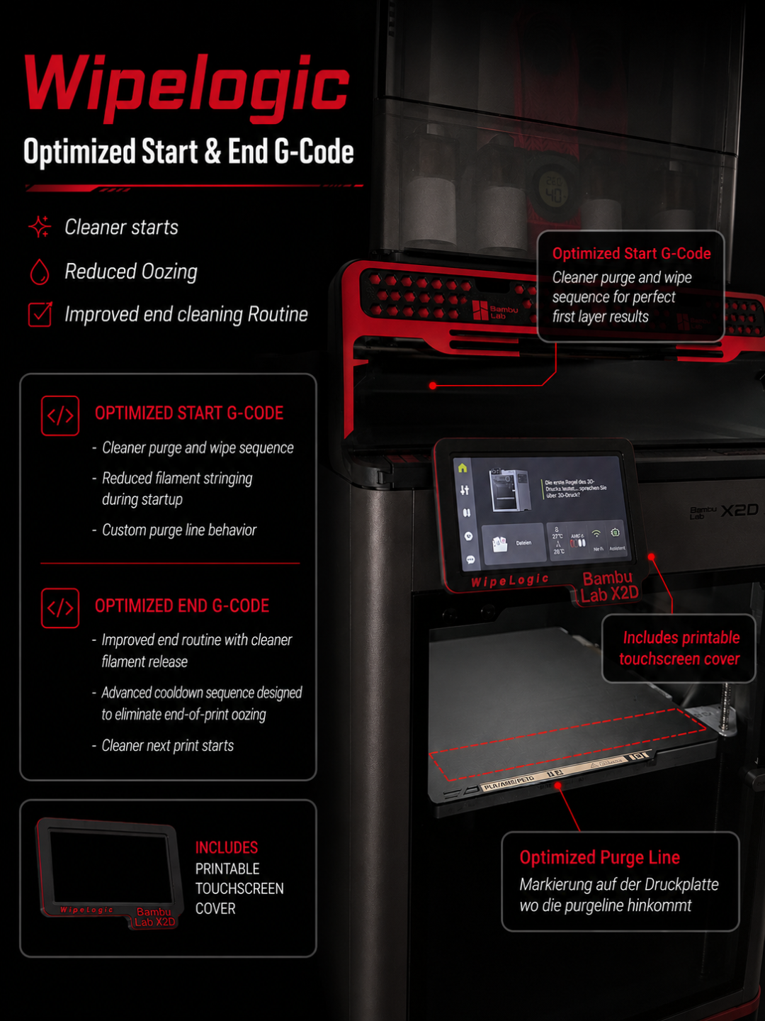 Bambu X2D WipeLogic – Custom G-Code for Start/End - Free 3D Print