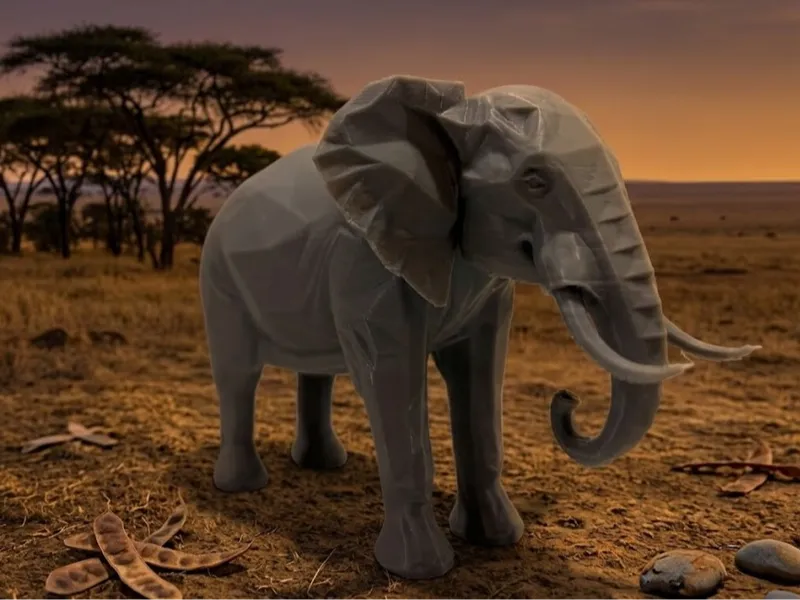 Low-Poly Elefant – Minimalistisches Design