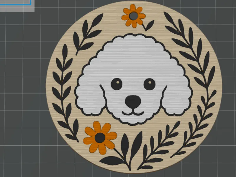 llavero redondo poodle estilo arte escandinavo