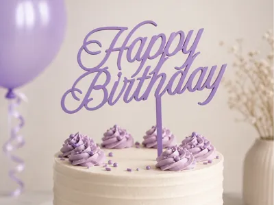 Topper torta Happy Birthday horizontal y vertical