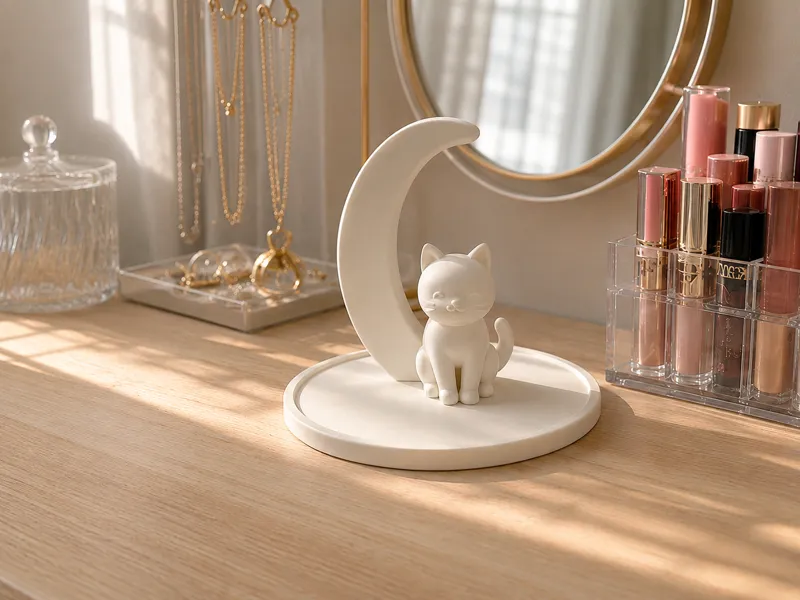 Crescent Moon Cat Jewelry Tray