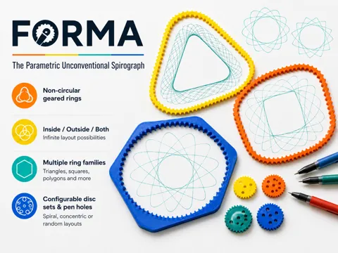 Letrero o emblema decorativo: FORMA - Parametric Unconventional Spirograph — referencia de MakerWorld