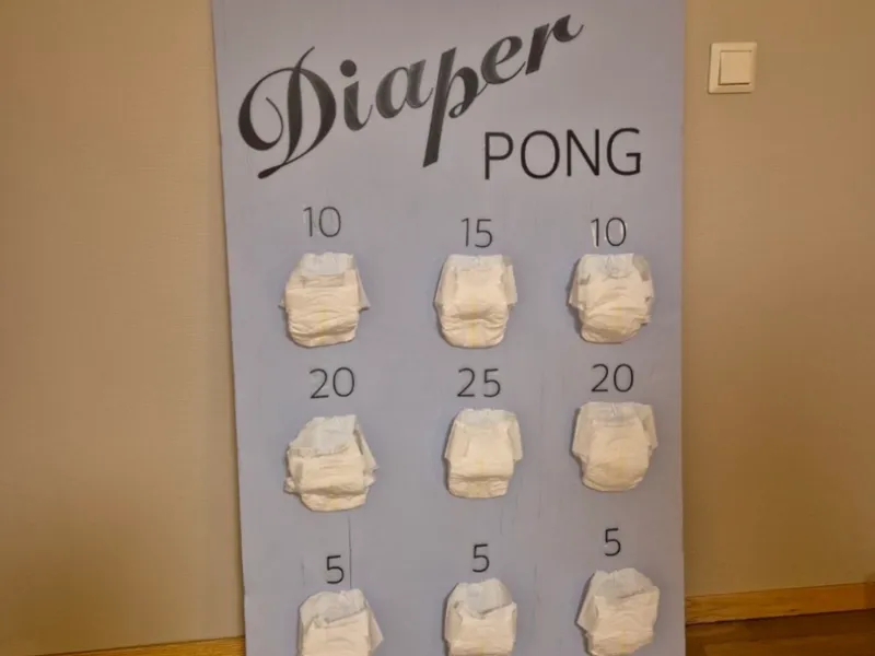 Diaper pong baby shower game