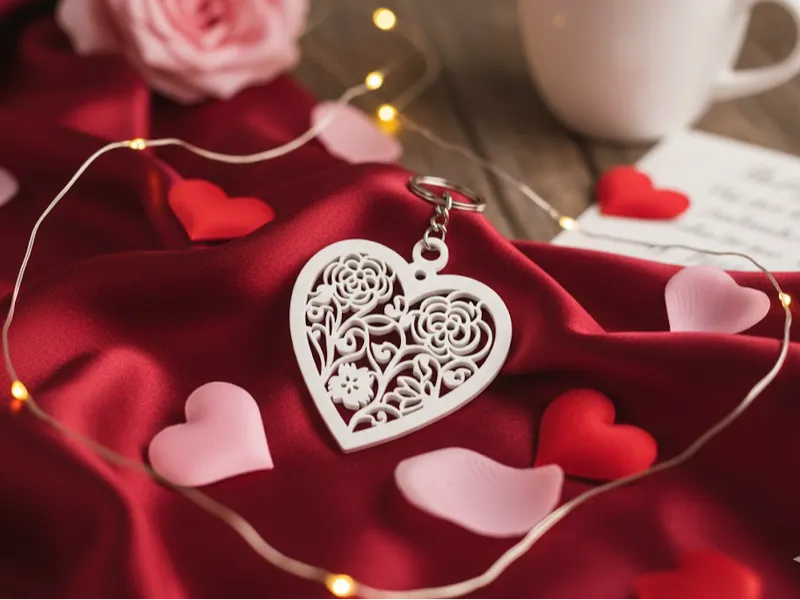 Valentine Heart Keychain - Valentines Day Keychain