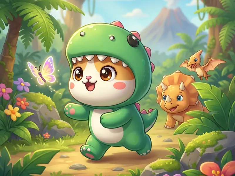 Adorable Chibi Cat-Dino Figurine - Easy Multi-Colo