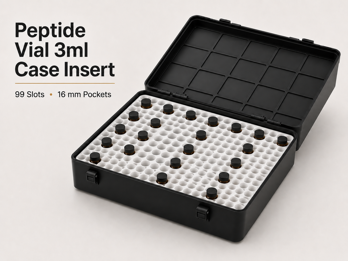 Gridfinity Case 3ml Peptide Vial Insert – 99 Slot