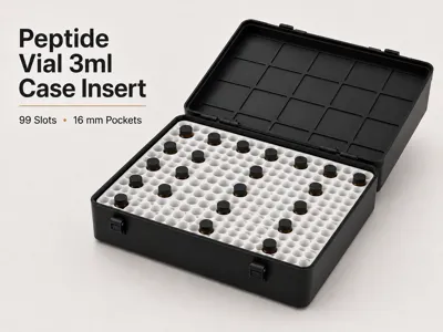 Gridfinity Case 3ml Peptide Vial Insert – 99 Slot