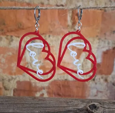 double heart valentine's earrings view 2