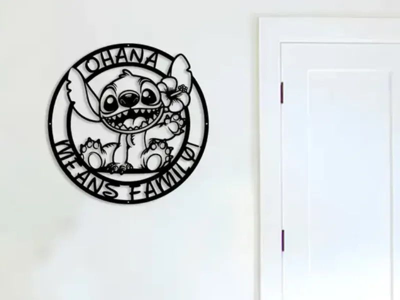 Stitch ohana means family wall art 