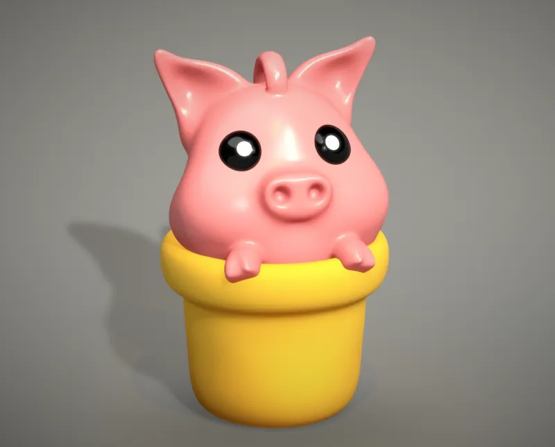 Cute Piggy in a pot keychain