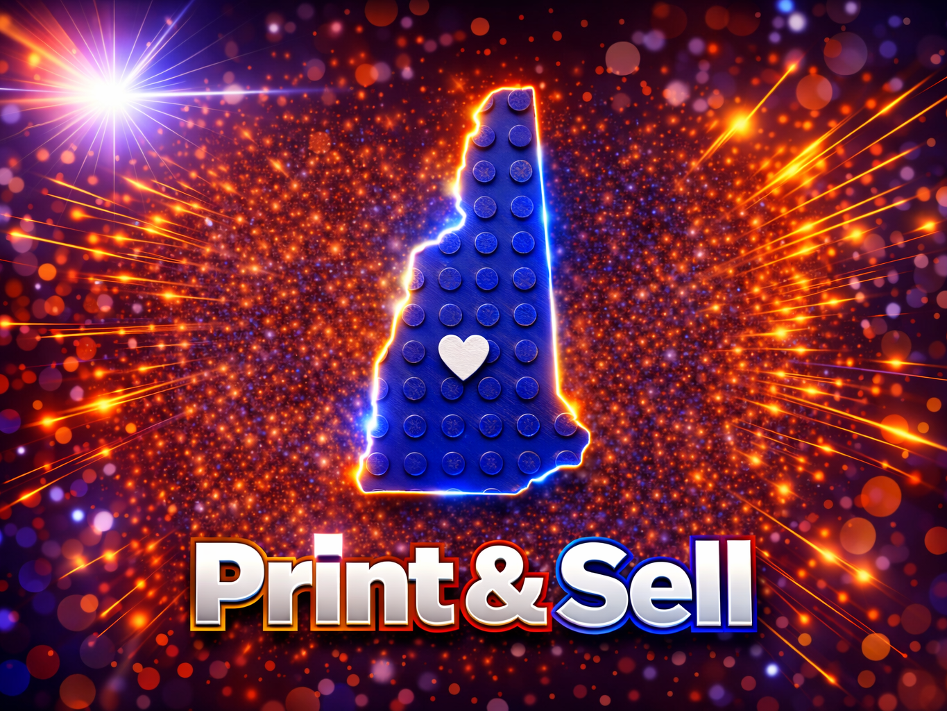 New Hampshire State Brick magnet heart peg