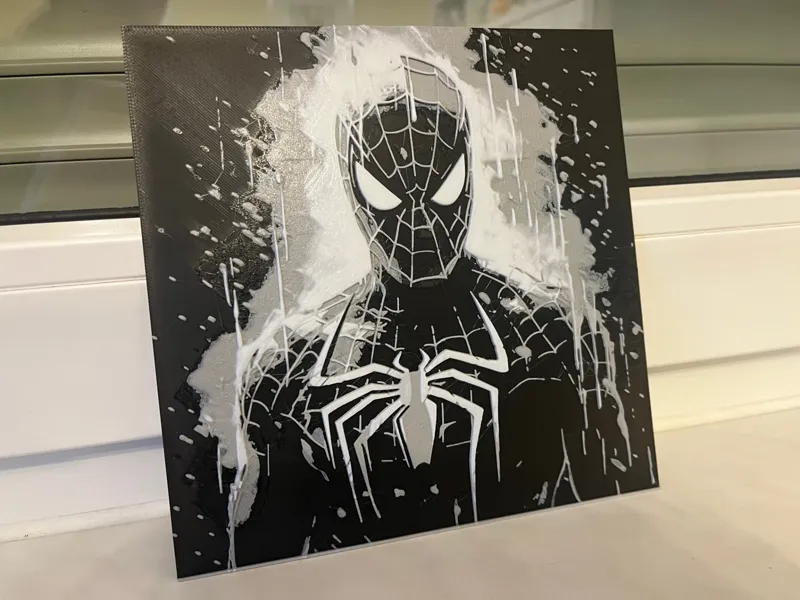 Spiderman in the rain Hueforge / black & white / 3 colors
