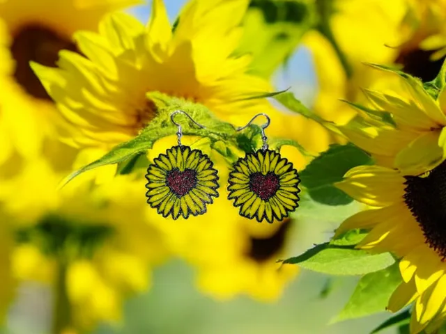 Sunflower heart earrings