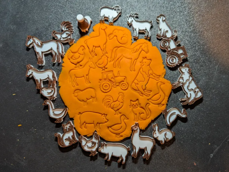 Farm animals stamp set for play doh