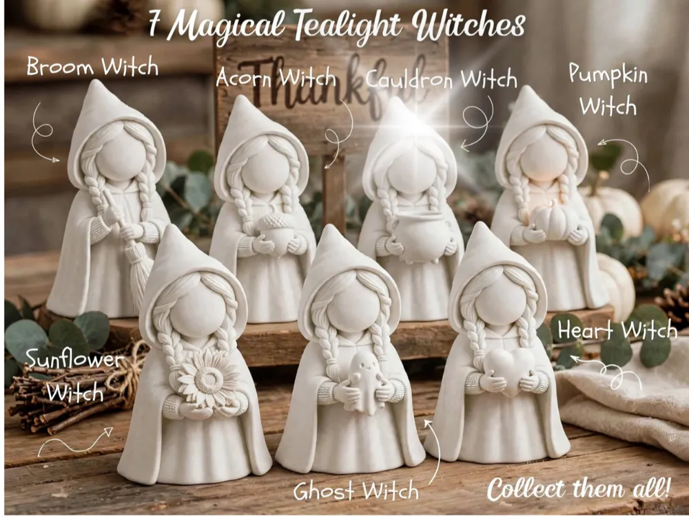 Accesorio de iluminación decorativa: Tealight Witch With Cauldron Figure. Referencia del modelo original.