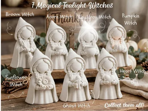 Accesorio de iluminación decorativa: Tealight Witch With Cauldron Figure — referencia de MakerWorld