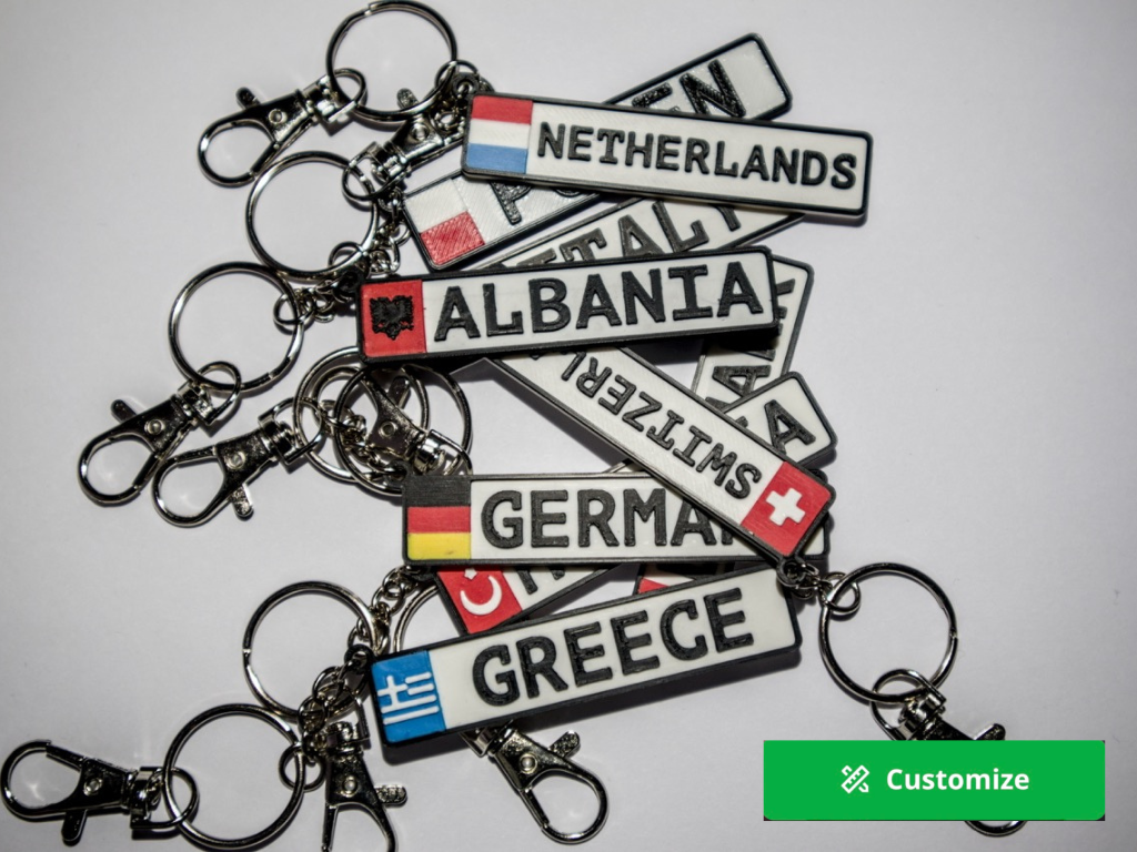 Customizable Schlüsselanhänger mit Flagge