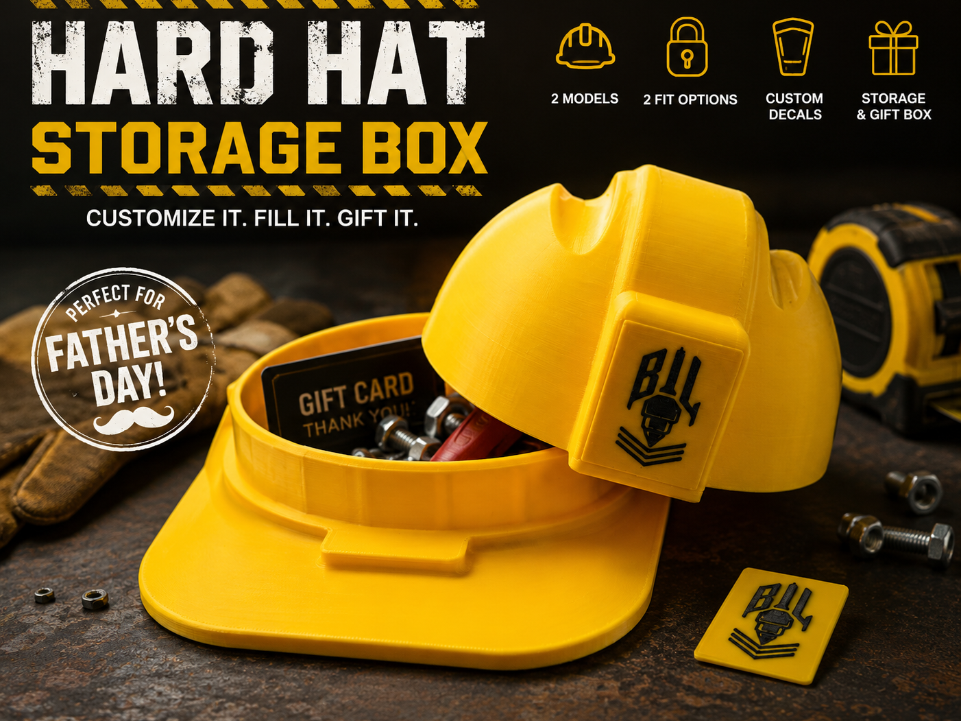 Hard Hat Storage Box - Decal Edition 