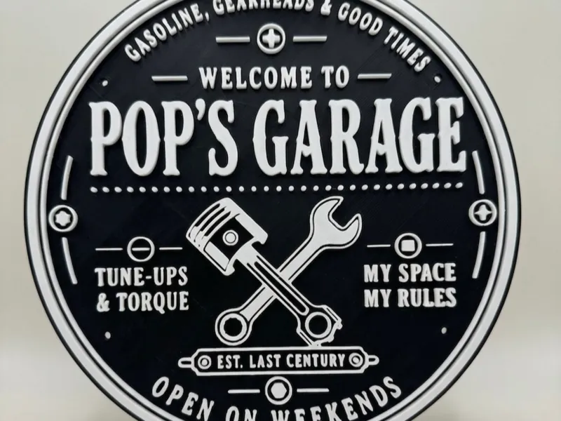 Pop’s Garage Retro Wall Sign | 3D Garage Plaque