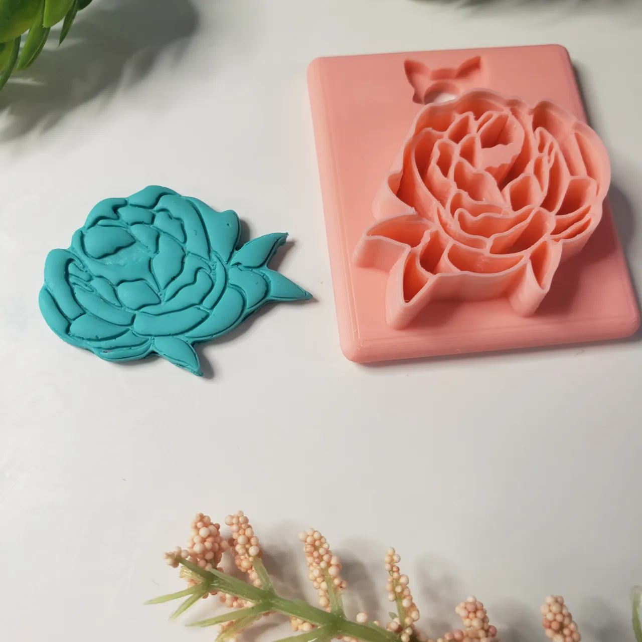 Peony/Rose Flower Polymer Clay Earring Cutter view 3