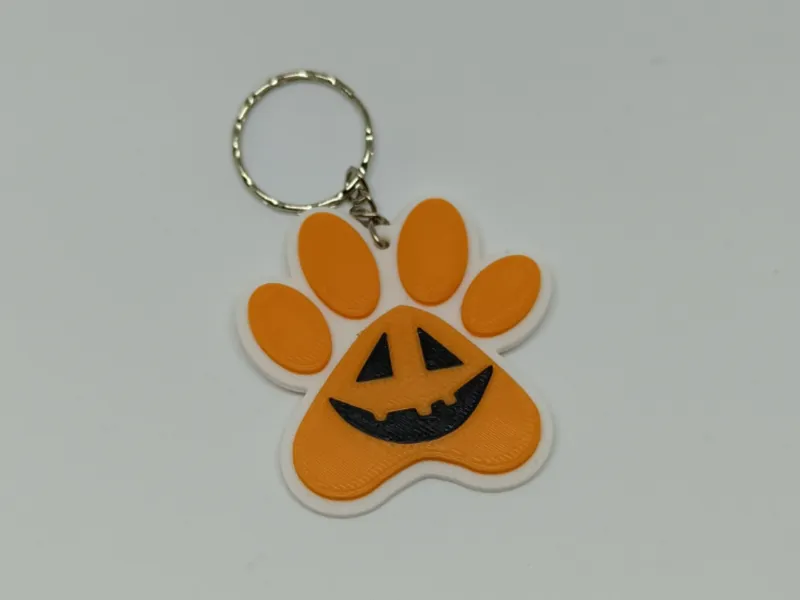 Dog Paw with Pumpkin Keychain (Halloween)