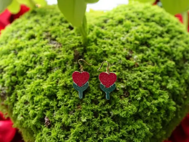 Heart plant earrings