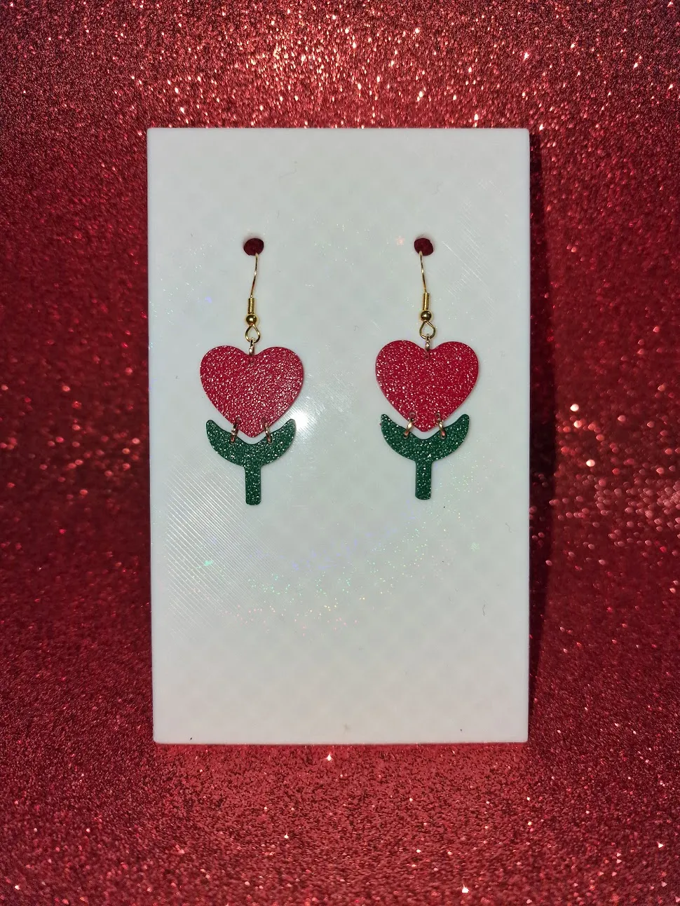 Heart plant earrings view 2