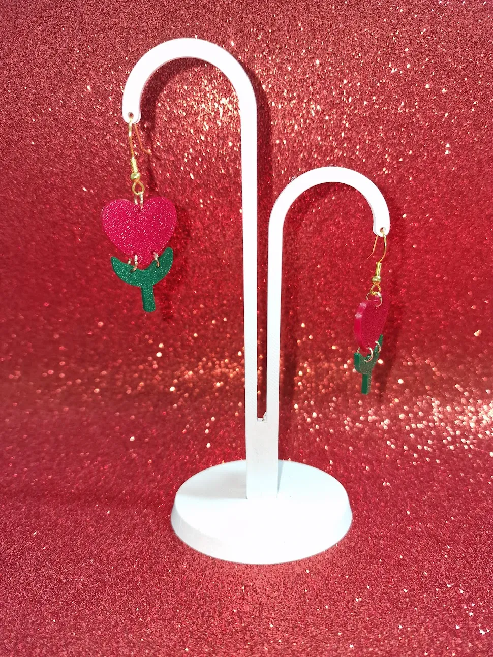 Heart plant earrings view 3