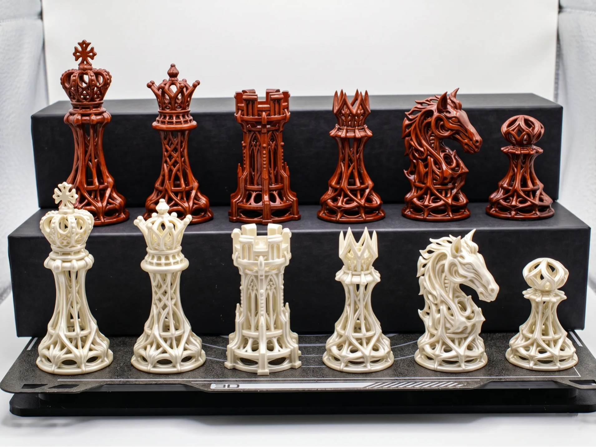 Gothic Lattice Fantasy Chess Set STL