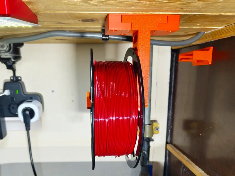 Removable under desk (shelf) spool holder