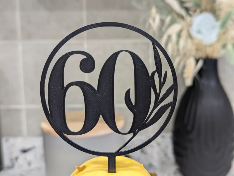 60th Birthday Cake Topper - Floral
