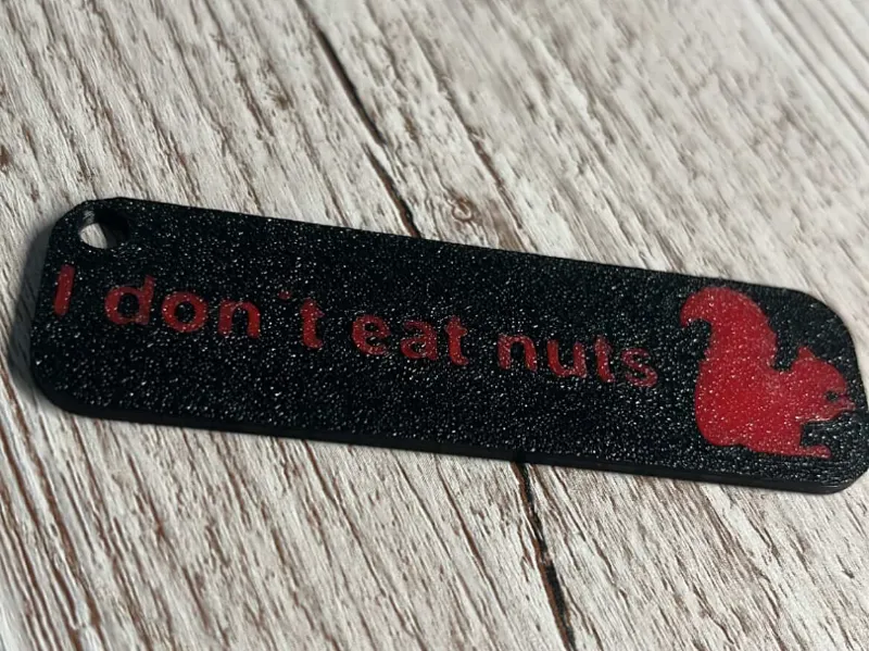 “I Don’t Eat Nuts” – Funny Squirrel Keychain Tag