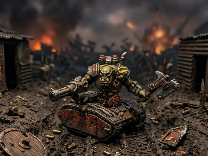 Diesel-powered tracked Orc Cyborg Miniature