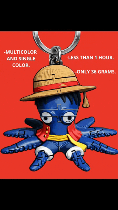 Llavero Flexi Pulpo con Sombrero de Luffy 