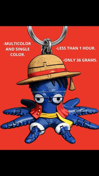 Llavero Flexi Pulpo con Sombrero de Luffy 