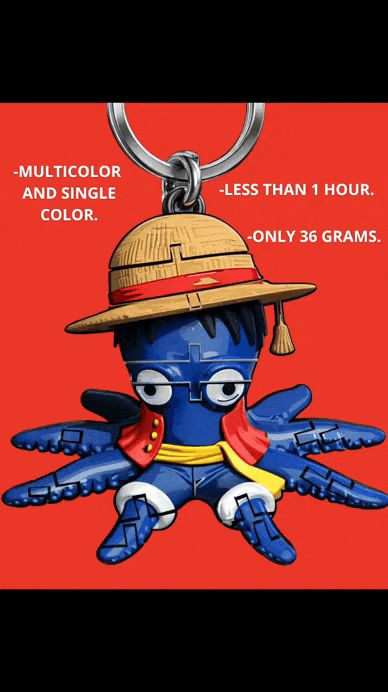 Llavero Flexi Pulpo con Sombrero de Luffy 