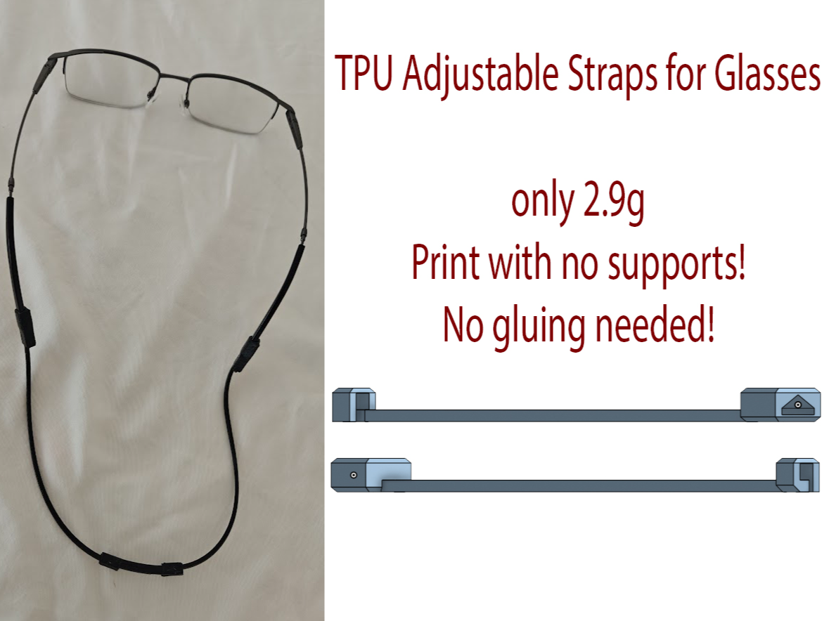 Adjustable TPU Glasses Strap (only 3g & no gluing)
