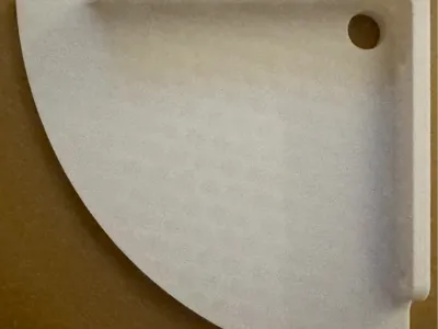 Corner shelf with 20mm cable hole
